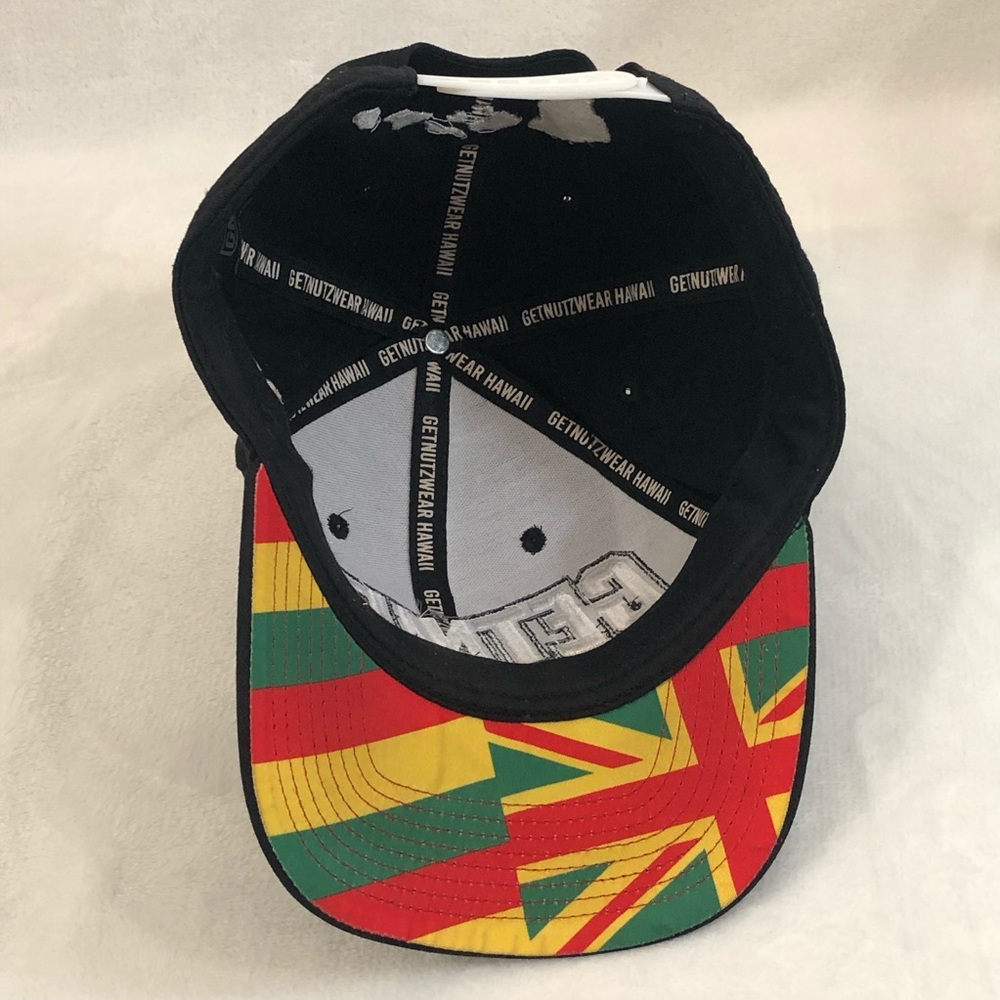 Get Nutz Wear Hawaii Black Rasta Flag Bill Embroidered Snapback Hat Cap OSFM - Picture 8 of 11